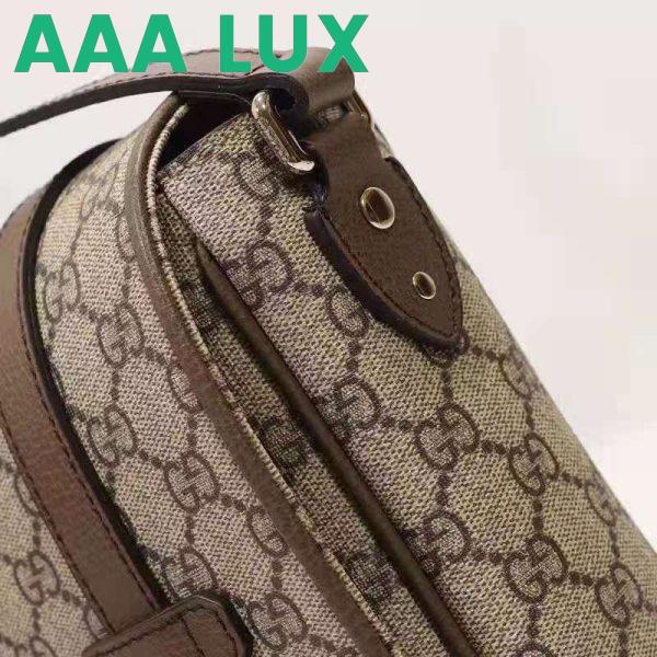 Replica Gucci Unisex GG Messenger Bag Beige Ebony GG Supreme Canvas Brown Leather 11