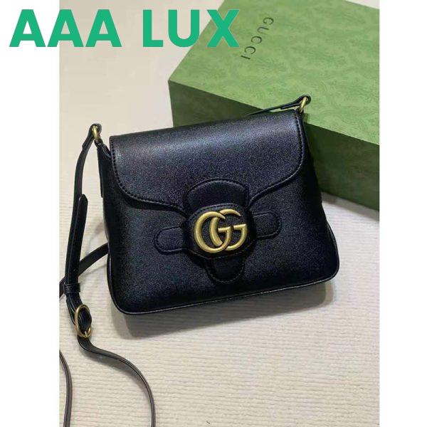 Replica Gucci Women GG Small Messenger Bag with Double G Black Leather 3