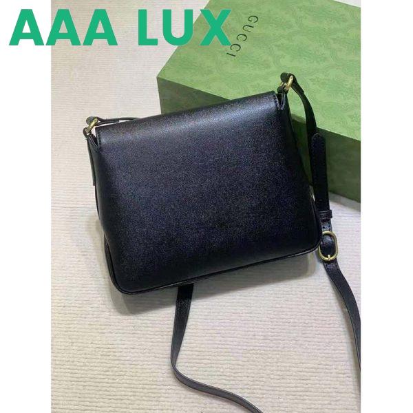 Replica Gucci Women GG Small Messenger Bag with Double G Black Leather 4