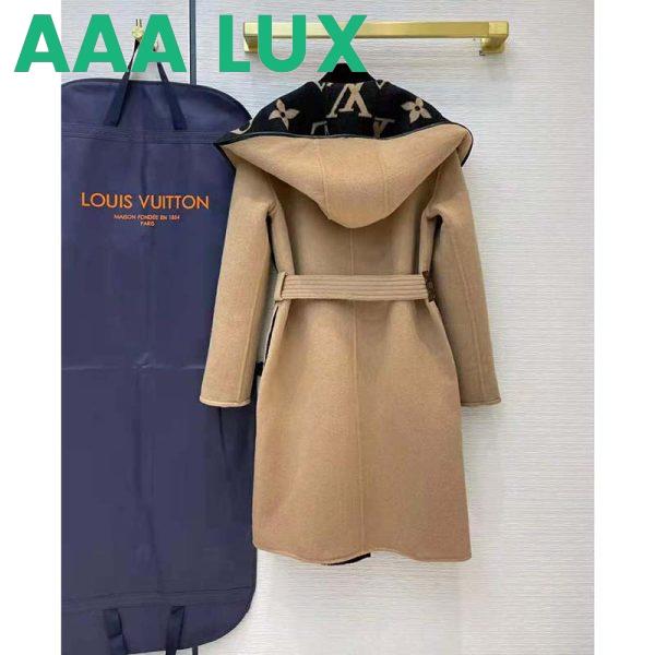 Replica Louis Vuitton Women Giant Monogram Jacquard Wrap Coat in Camel Wool Regular Fit 5