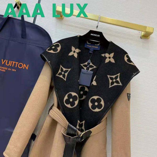 Replica Louis Vuitton Women Giant Monogram Jacquard Wrap Coat in Camel Wool Regular Fit 6