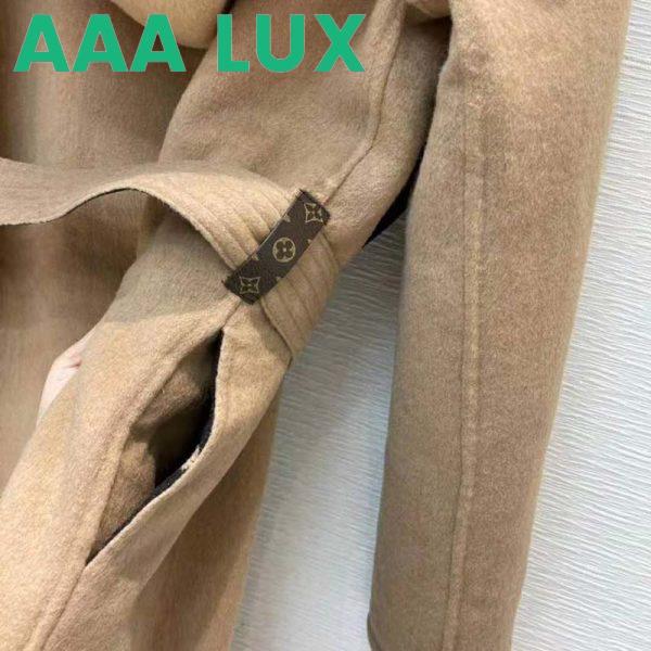 Replica Louis Vuitton Women Giant Monogram Jacquard Wrap Coat in Camel Wool Regular Fit 9