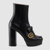 Replica Gucci Women Leather Ankle Boot with Red Laces in Black Shiny Leather 13