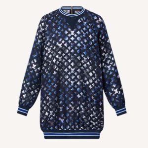 Replica Louis Vuitton Women Mahina Monogram Sporty Sweater Dress Silk Dark Navy Blue 2