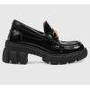 Replica Gucci Women’s Chelsea Boot Chain Black Leather Horsebit 3 cm Heel 14