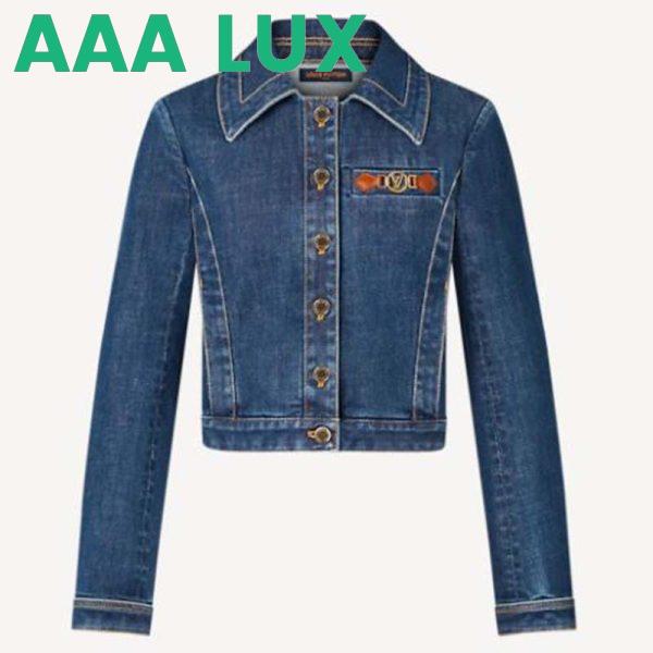 Replica Louis Vuitton Women Retro Organic Cotton Denim Jacket Regular Fit 2