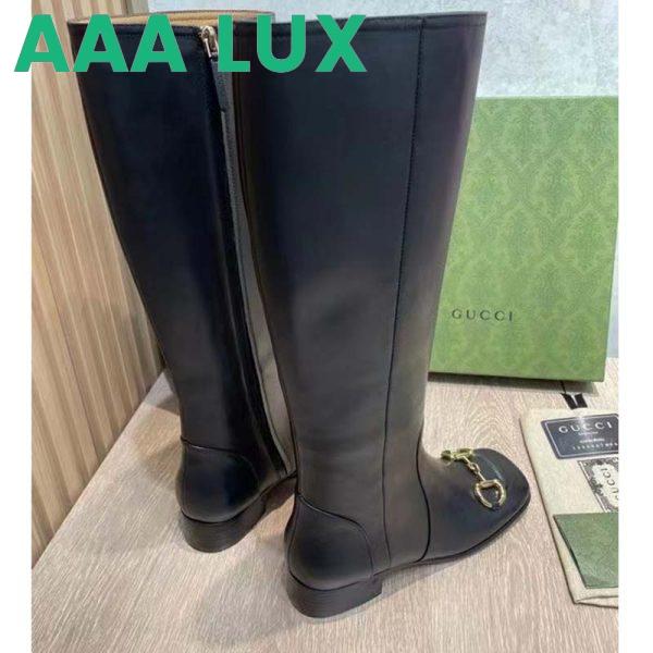 Replica Gucci Women’s GG Knee-High Boot Horsebit Black Rubber Sole Low 4 Cm Heel 8