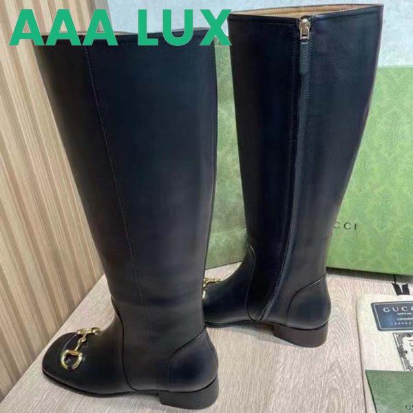 Replica Gucci Women’s GG Knee-High Boot Horsebit Black Rubber Sole Low 4 Cm Heel 10