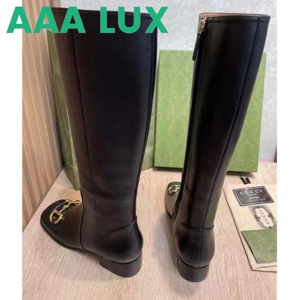 Replica Gucci Women’s GG Knee-High Boot Horsebit Black Rubber Sole Low 4 Cm Heel 11