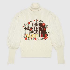 Replica Gucci Women The North Face x Gucci Sweater Ivory Soft Wool 2