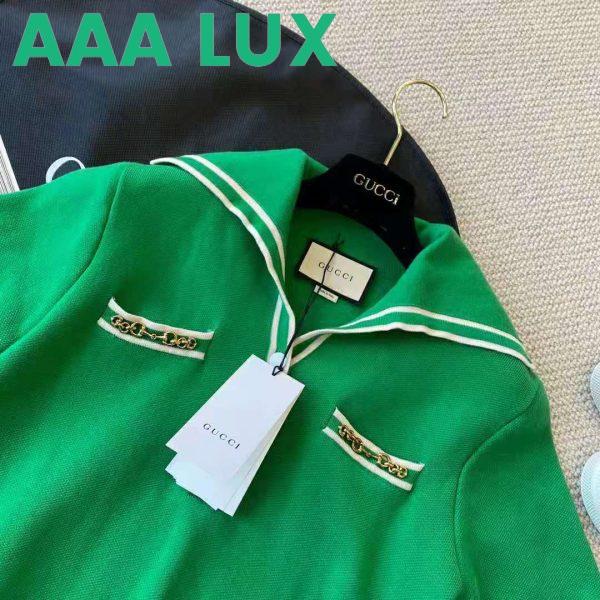 Replica Gucci Women Wool Polo Shirt with Contrast Trim Front Pockets Button-Through Placket 7