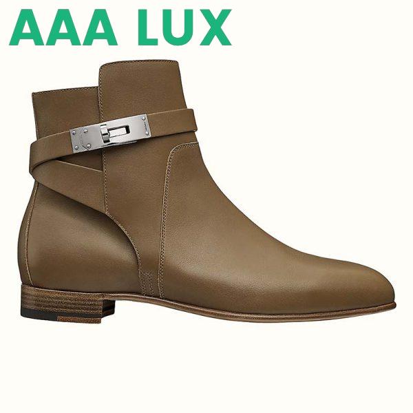 Replica Hermes Women Neo Ankle Boot Calfskin with Iconic Buckle-Brown