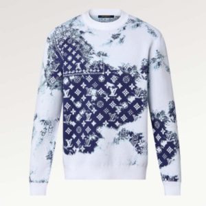 Replica Louis Vuitton LV Men Monogram Bandana Crewneck Sweatshirt Cotton Indigo Slightly Loose Fit 2
