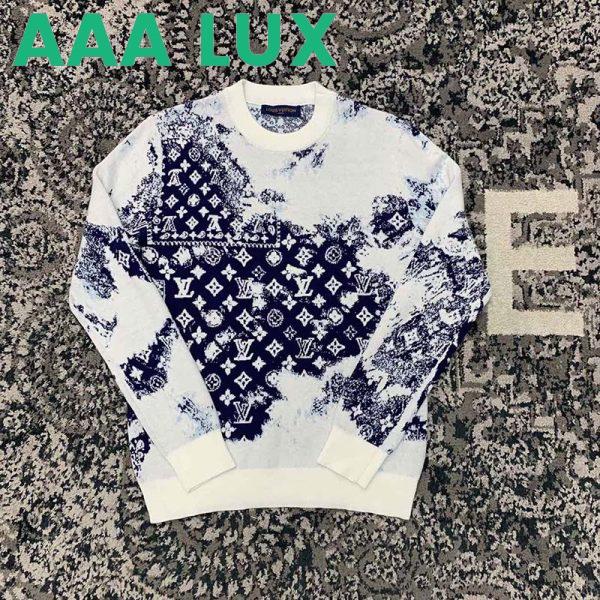 Replica Louis Vuitton LV Men Monogram Bandana Crewneck Sweatshirt Cotton Indigo Slightly Loose Fit 5