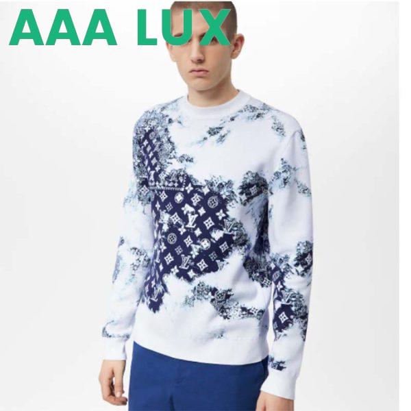 Replica Louis Vuitton LV Men Monogram Bandana Crewneck Sweatshirt Cotton Indigo Slightly Loose Fit 12