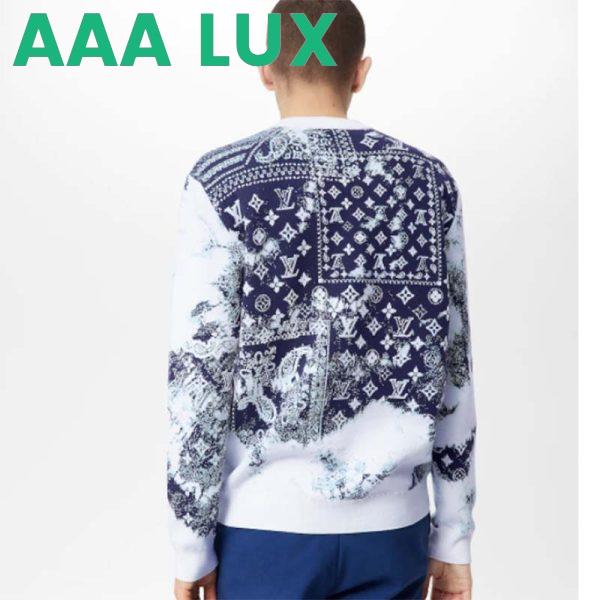 Replica Louis Vuitton LV Men Monogram Bandana Crewneck Sweatshirt Cotton Indigo Slightly Loose Fit 14