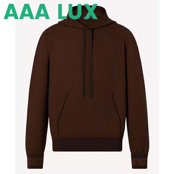 Replica Louis Vuitton LV Men Monogram Hoodie Wool Polyester Brown Slightly Loose Fit