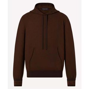 Replica Louis Vuitton LV Men Monogram Hoodie Wool Polyester Brown Slightly Loose Fit 2
