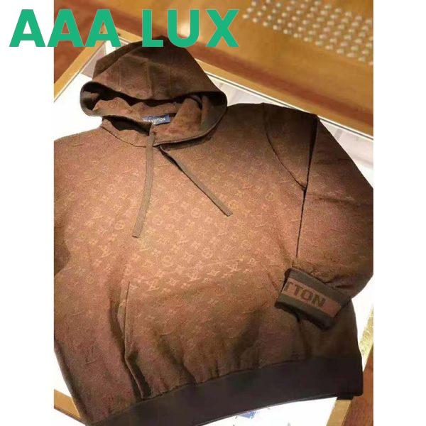 Replica Louis Vuitton LV Men Monogram Hoodie Wool Polyester Brown Slightly Loose Fit 4