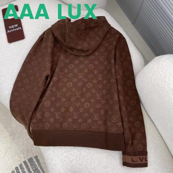 Replica Louis Vuitton LV Men Monogram Hoodie Wool Polyester Brown Slightly Loose Fit 5