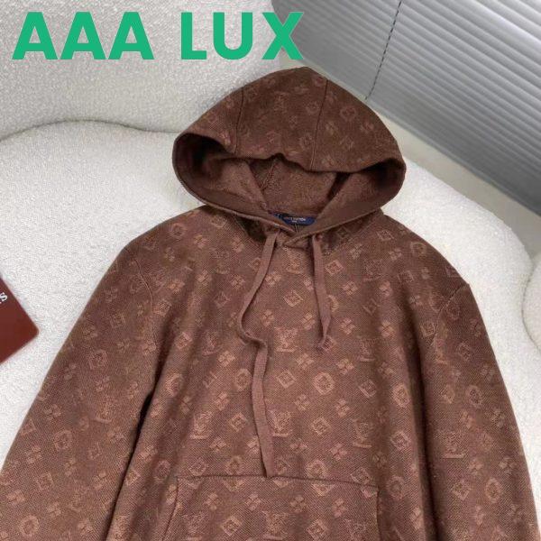 Replica Louis Vuitton LV Men Monogram Hoodie Wool Polyester Brown Slightly Loose Fit 7