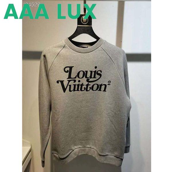 Replica Louis Vuitton LV Men Squared LV Sweatshirt LV2 Motif 100% Cotton-Grey 4