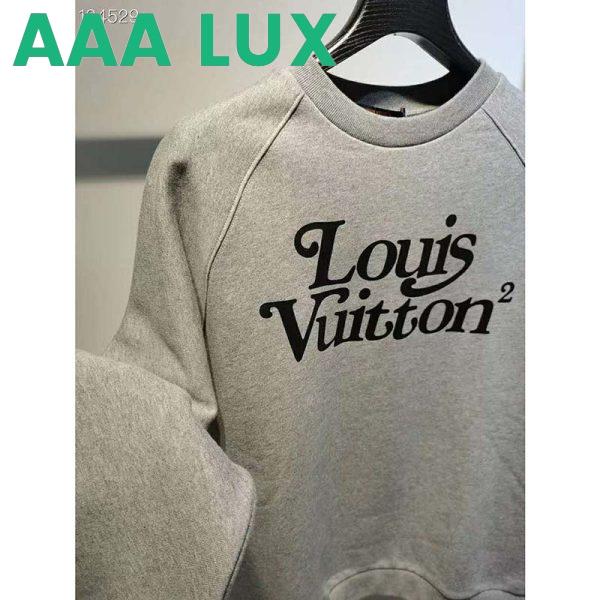 Replica Louis Vuitton LV Men Squared LV Sweatshirt LV2 Motif 100% Cotton-Grey 8