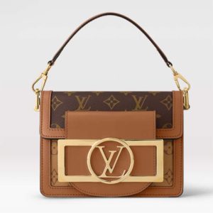 Replica Louis Vuitton Women Mini Dauphine Lock XL Monogram Coated Canvas Cowhide Leather
