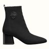 Replica Hermes Women Volver 60 Ankle Boot Navy Leather 2.4″ Heel 5