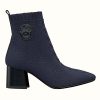 Replica Hermes Women Volver 60 Ankle Boot Navy Leather 2.4″ Heel