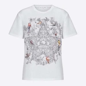 Replica Dior Men CD T-Shirt Ecru Cotton Jersey Linen Dior Sevilla Star Motif 2