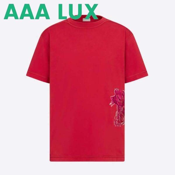 Replica Dior Men Dior and Kenny Scharf T-shirt Relaxed Fit Red Cotton Jersey 2