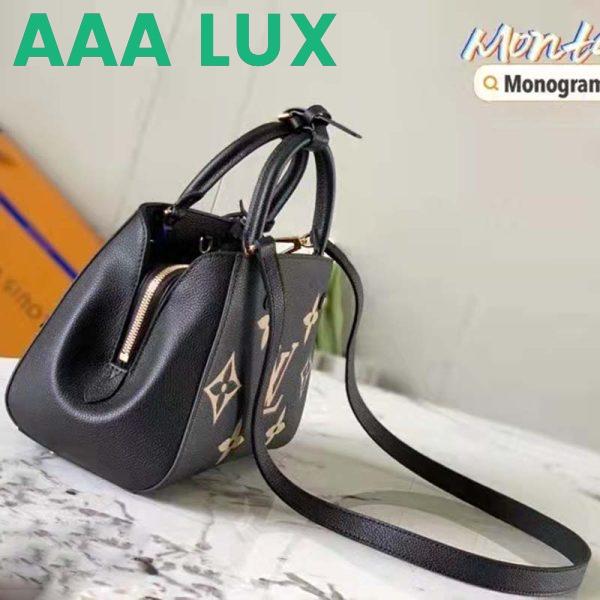 Replica Louis Vuitton Women Montaigne BB Handbag Black Beige Embossed Grained Cowhide Leather 6