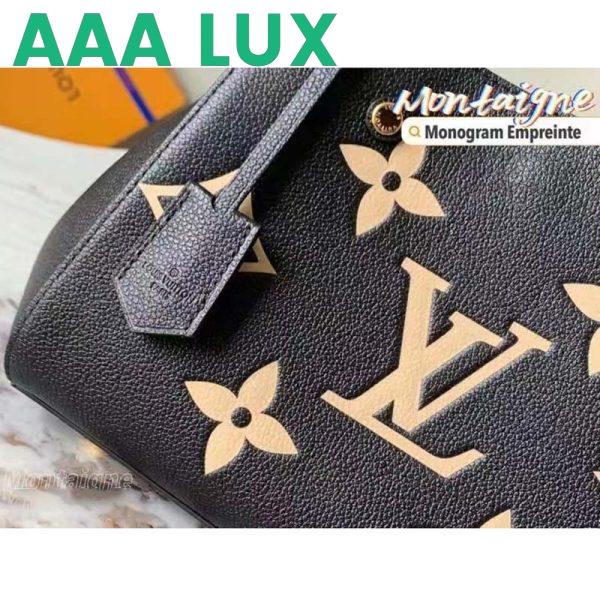 Replica Louis Vuitton Women Montaigne BB Handbag Black Beige Embossed Grained Cowhide Leather 7