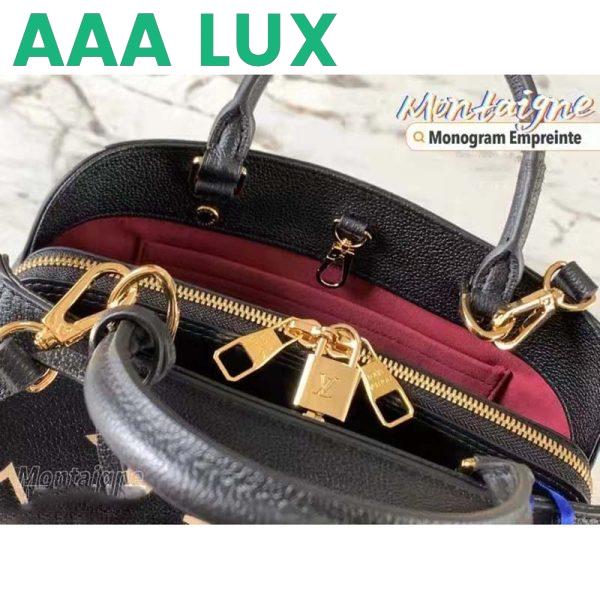 Replica Louis Vuitton Women Montaigne BB Handbag Black Beige Embossed Grained Cowhide Leather 9
