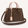 Replica Louis Vuitton Women Montaigne BB Handbag Black Beige Embossed Grained Cowhide Leather 12