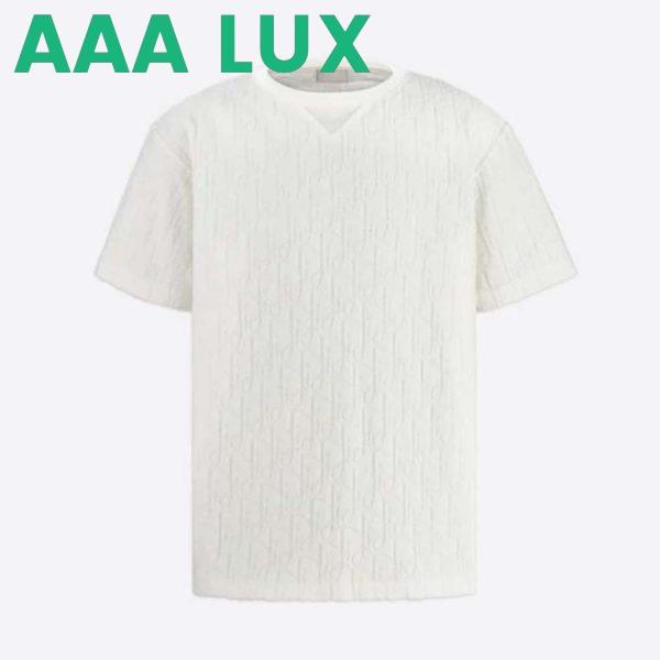 Replica Dior Men Oblique T-shirt Relaxed Fit Off-White Terry Cotton Jacquard