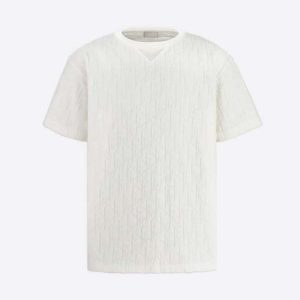Replica Dior Men Oblique T-shirt Relaxed Fit Off-White Terry Cotton Jacquard 2