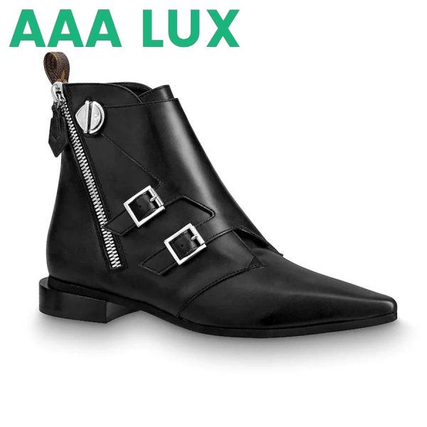 Replica Louis Vuitton LV Women Jumble Flat Ankle Boot in Calf Leather and Rubber Outsole-Black 2