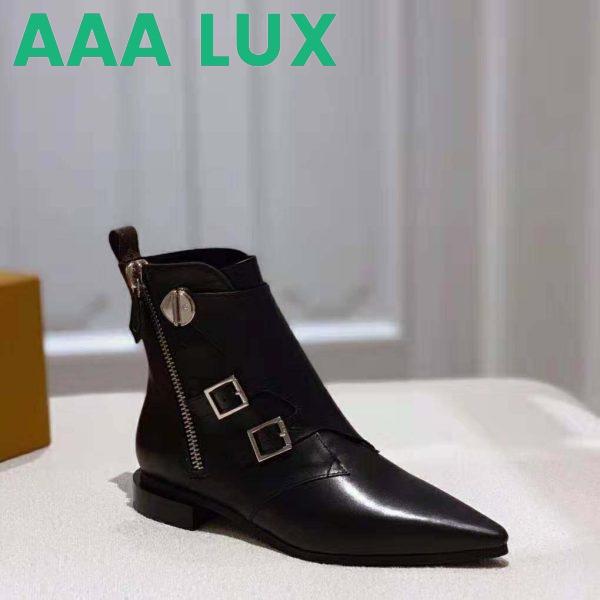 Replica Louis Vuitton LV Women Jumble Flat Ankle Boot in Calf Leather and Rubber Outsole-Black 3