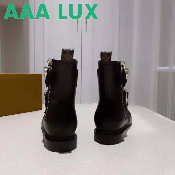 Replica Louis Vuitton LV Women Jumble Flat Ankle Boot in Calf Leather and Rubber Outsole-Black 7