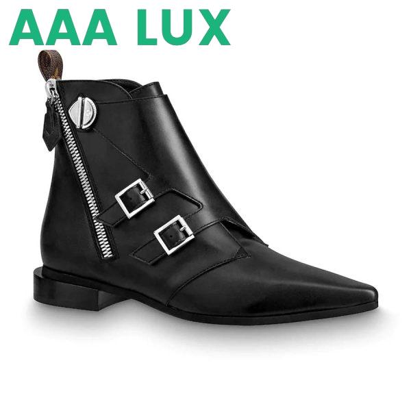 Replica Louis Vuitton LV Women Jumble Flat Ankle Boot in Calf Leather-Black 2