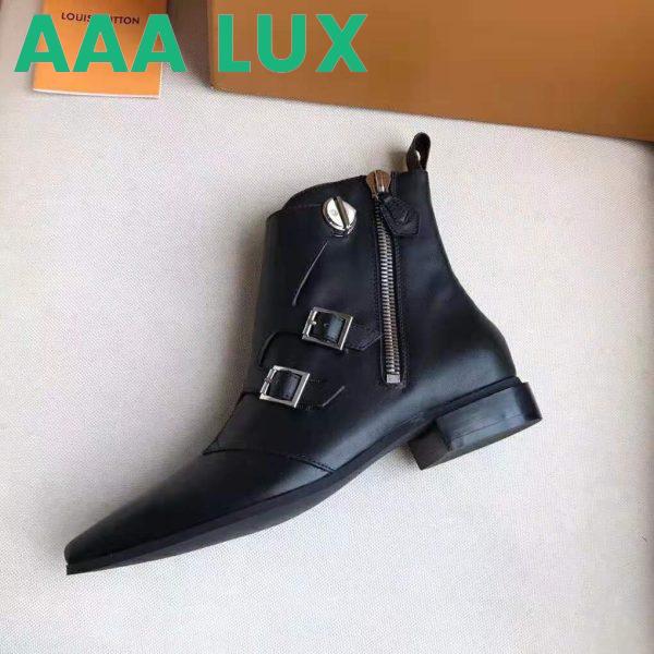 Replica Louis Vuitton LV Women Jumble Flat Ankle Boot in Calf Leather-Black 3