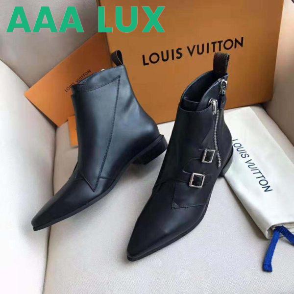 Replica Louis Vuitton LV Women Jumble Flat Ankle Boot in Calf Leather-Black 5
