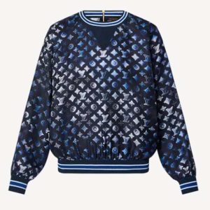 Replica Louis Vuitton Women Silk Long-Sleeved Sweater Flight Mode Navy Blue