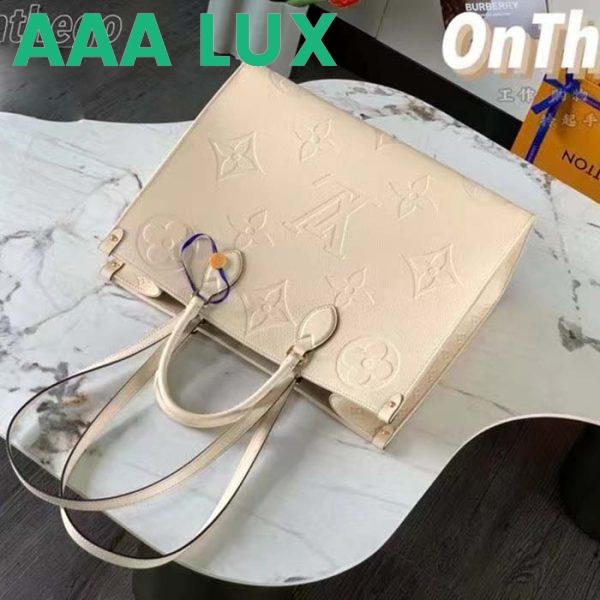 Replica Louis Vuitton Women Onthego MM Tote Bag Crème Beige Embossed Grained Cowhide Leather 7