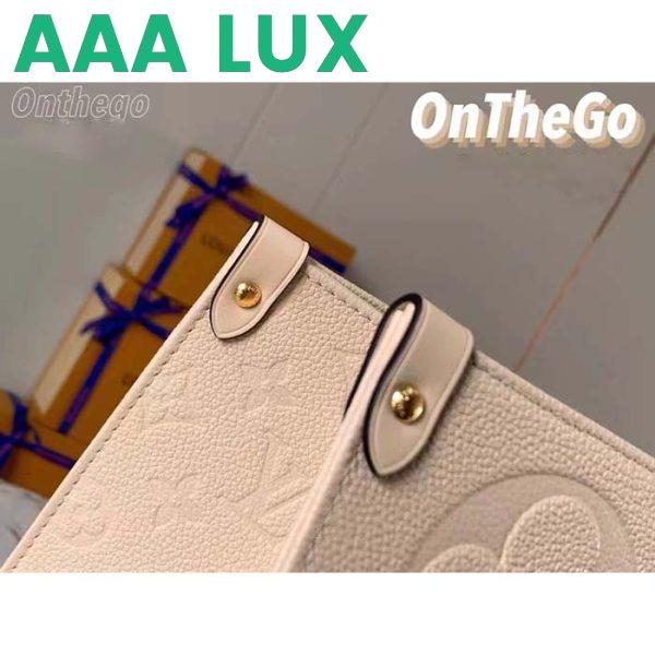 Replica Louis Vuitton Women Onthego MM Tote Bag Crème Beige Embossed Grained Cowhide Leather 10