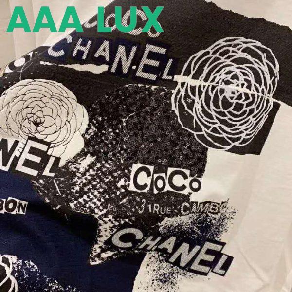 Replica Chanel Women Sweatshirt in Cotton Black White Navy Blue & Silver 7