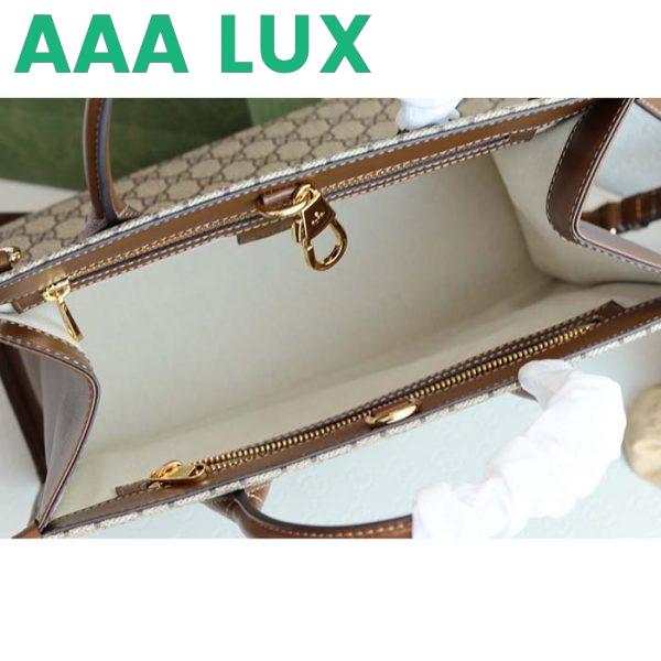 Replica Gucci Unisex GG Small Tote Bag Beige Ebony GG Supreme Canvas 9