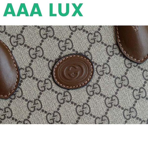 Replica Gucci Unisex GG Small Tote Bag Beige Ebony GG Supreme Canvas 11